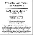 Symantec AntiVirus for Macintosh ("SAM Virus Clinic") 1.0 (1989)