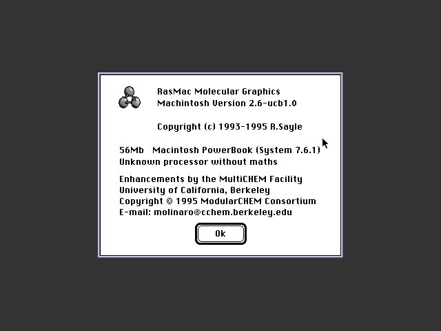 RasMac - RasMol Molecular Graphics Visualisation tool (1994)