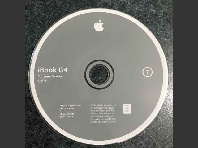 691-4859-A,,iBook G4. Software Restore (8 CD set) Mac OS X applications. Classic... (2004)