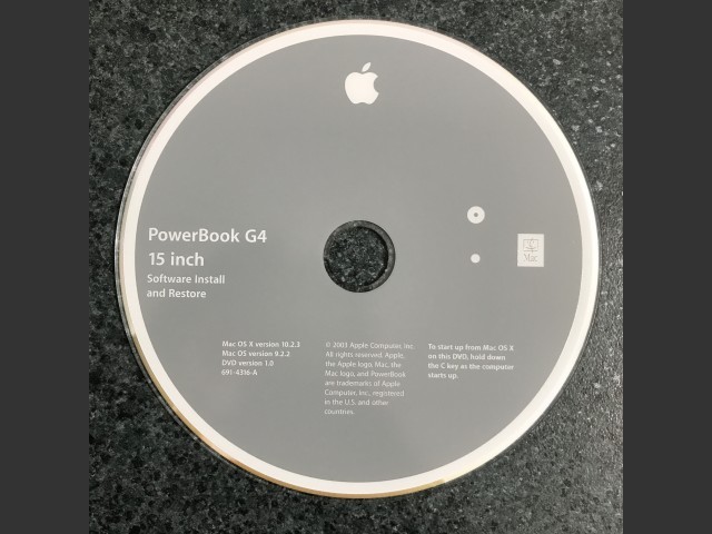 691-4316-A,,PowerBook G4 15-inch. Software Install & Restore. Mac OS X v10.2.3, v9.2.2.... (2003)