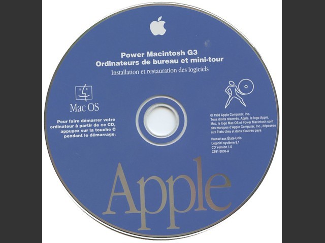 Mac OS 8.1 (G3) (C691-2008-A) (CD) [fr_CA] (1998)