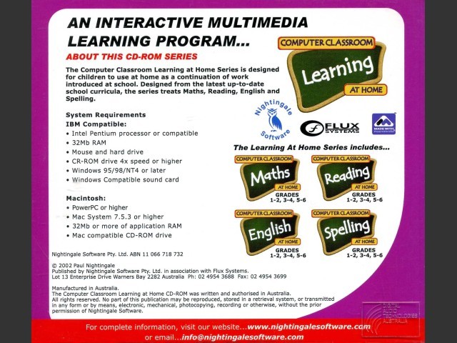 Computer Classroom Learning At Home: English - Grade 1-2 (2002)