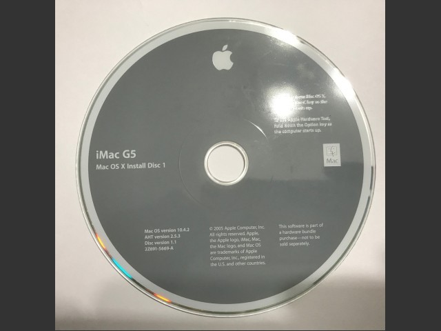 iMac G5 (Summer 2005, ALS, iSight) Restore Disks / Mac OS 9.2.2 & X 10.4.2 (2005)