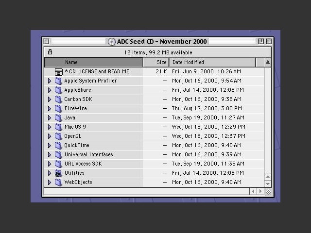 Apple Developer Connection Software Seed CD-ROM (November 2000) (2000)