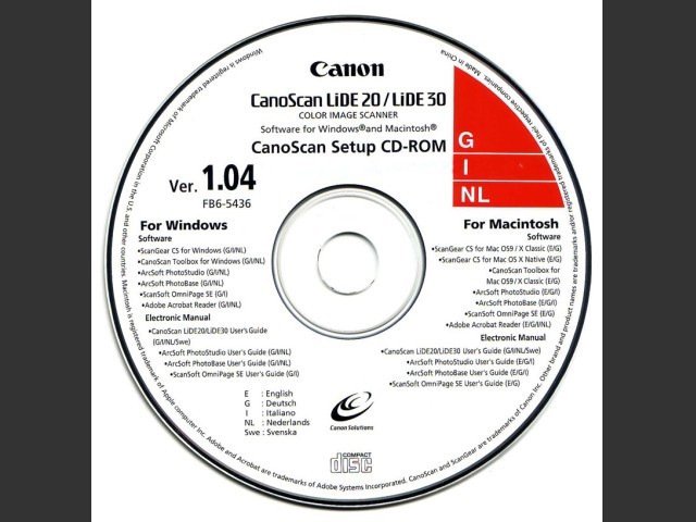 CanoScan LiDE Scanner Software (2002)