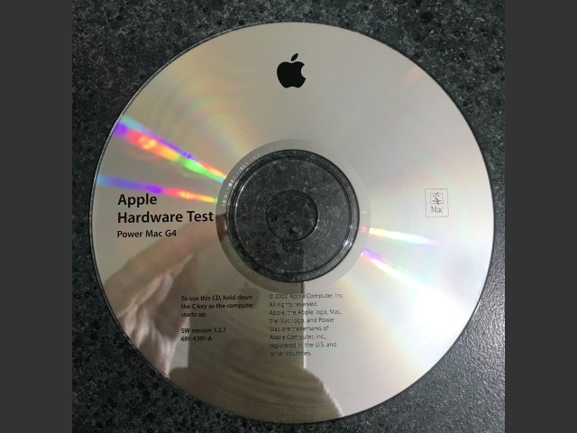 691-4391-A,,Apple Hardware Test v1.2.7. Power Mac G4 2002 (CD) (2002)