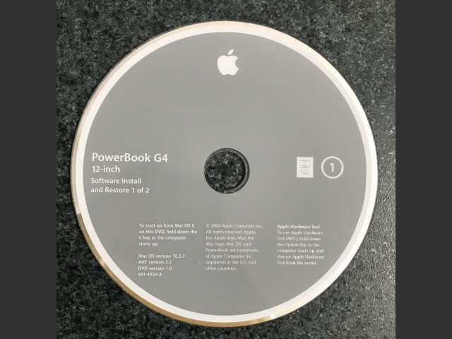 691-4924-A,,PowerBook G4 12-inch. Software Install & Restore (2 DVD set) Mac OS... (2004)