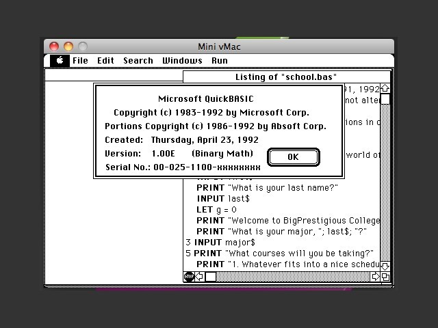 Microsoft QuickBASIC 1.00E (1988)