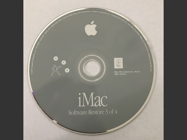 691-3151-A,Z,iMac. Software Restore (4 CD set) Mac OS v10.0.3, v9.1 (CD) (2001)