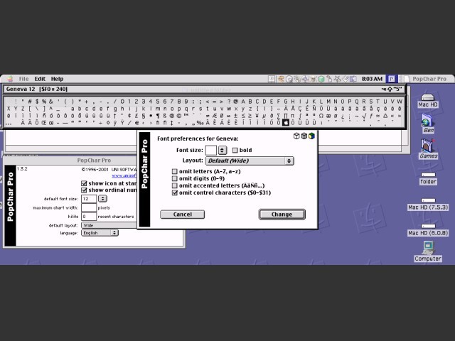 PopChar Pro 1.3.2 (2001)