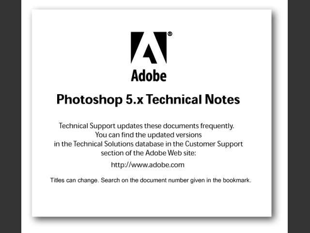 Adobe Photoshop 5.x Technical Notes (1999)