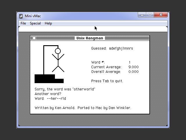 Unix Hangman (1984)