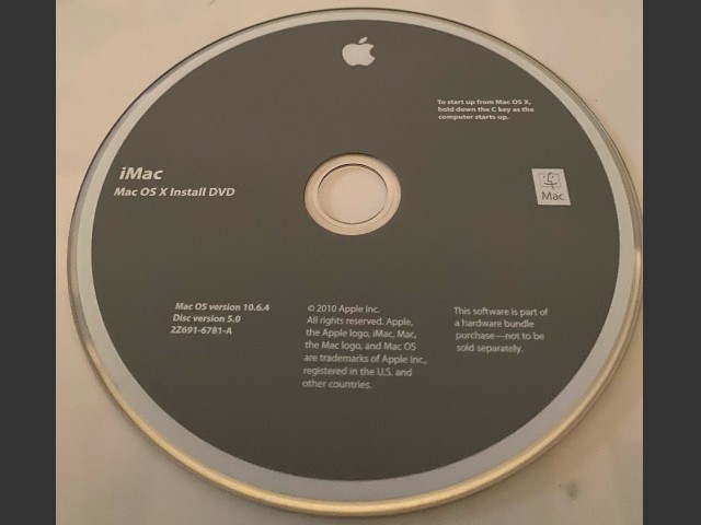 2Z691-6781-A 2Z691-6782-A iMac Install Mac OS X and Applications Install DVD (2010)