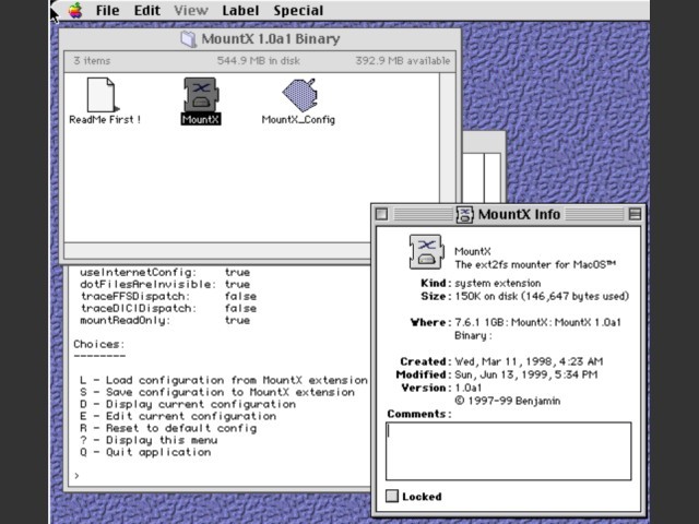 MountX - Mount old Linux ext2 filesystems (1999)