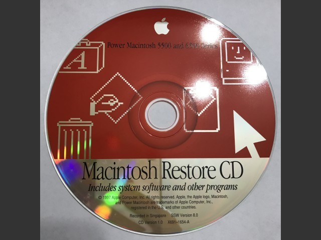 691-1654-A,X,Power Macintosh 5500 and 6500 Series. Restore Disc. SSW v8.0. Disc v1.0... (1997)