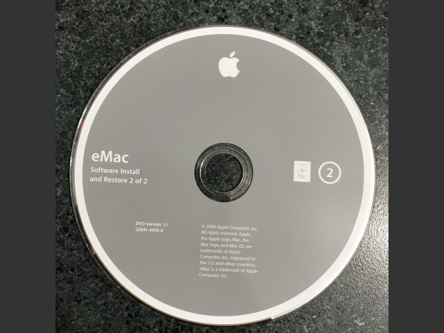 eMac Software Install & Restore (2 DVD set) Disc v1.1 (DVD) (2004)