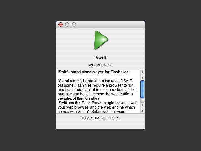 iSwiff for macOS X (swf player) (2009)