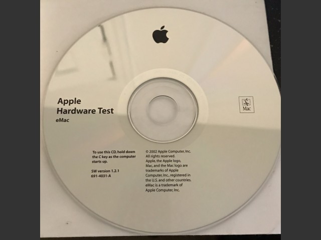Apple Hardware Test for eMac G4 1.2.1 (691-4031-A) (CD) (2002)